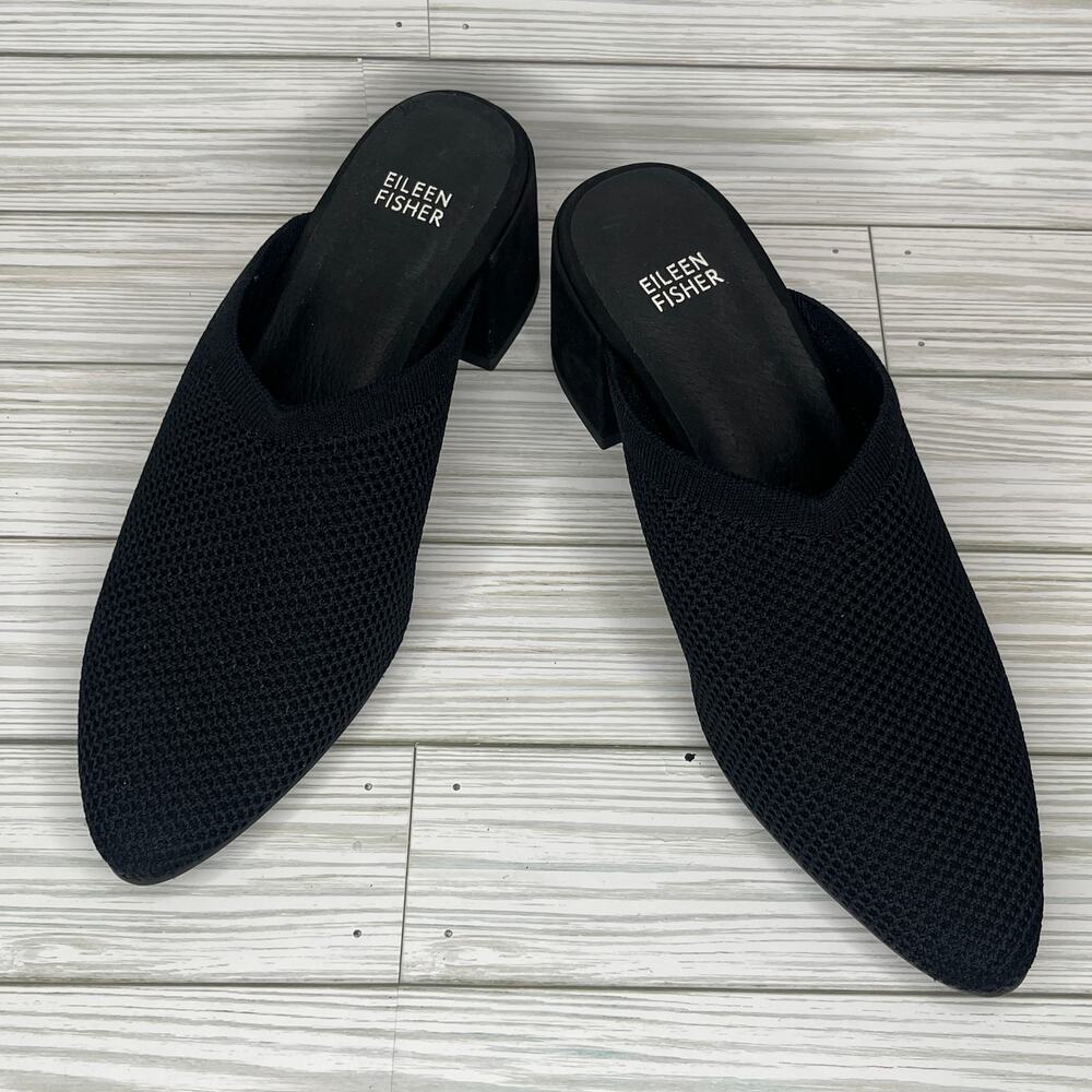 Eileen Fisher Women's Gest Black Woven Knit Slip-On Pumps Size 9 Comfort